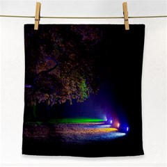 Illuminated Trees At Night Face Towel by Nexatart