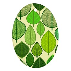 Leaves Pattern Design Oval Ornament (two Sides) by TastefulDesigns