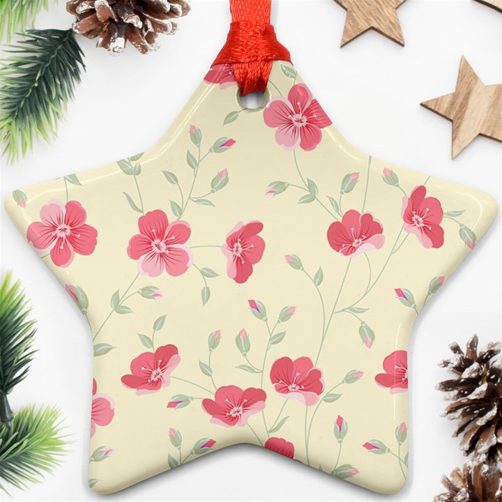 Seamless Flower Pattern Star Ornament (Two Sides)