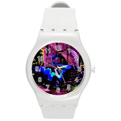 Abstract Artwork Of A Old Truck Round Plastic Sport Watch (m) by Nexatart