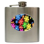 Colourful Snowflake Wallpaper Pattern Hip Flask (6 oz) Front