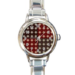 Decorative Pattern With Flowers Digital Computer Graphic Round Italian Charm Watch by Nexatart