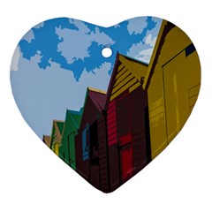 Brightly Colored Dressing Huts Ornament (heart) by Nexatart