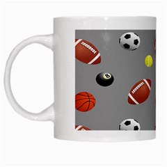 Balltiled Grey Ball Tennis Football Basketball Billiards White Mugs by Mariart