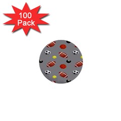 Balltiled Grey Ball Tennis Football Basketball Billiards 1  Mini Buttons (100 Pack)  by Mariart