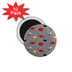 Balltiled Grey Ball Tennis Football Basketball Billiards 1 75  Magnets (10 Pack)  by Mariart