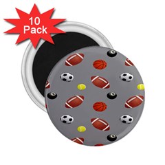 Balltiled Grey Ball Tennis Football Basketball Billiards 2 25  Magnets (10 Pack)  by Mariart