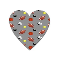 Balltiled Grey Ball Tennis Football Basketball Billiards Heart Magnet by Mariart