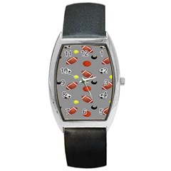 Balltiled Grey Ball Tennis Football Basketball Billiards Barrel Style Metal Watch by Mariart