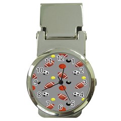 Balltiled Grey Ball Tennis Football Basketball Billiards Money Clip Watches by Mariart