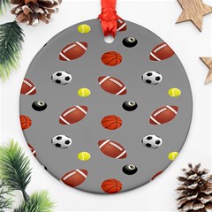 Balltiled Grey Ball Tennis Football Basketball Billiards Round Ornament (two Sides) by Mariart