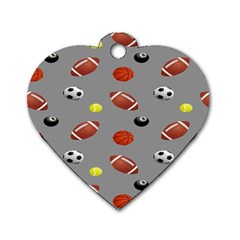 Balltiled Grey Ball Tennis Football Basketball Billiards Dog Tag Heart (one Side) by Mariart