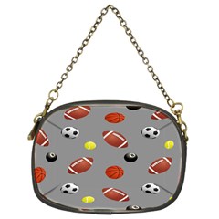 Balltiled Grey Ball Tennis Football Basketball Billiards Chain Purses (two Sides)  by Mariart