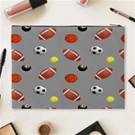 Balltiled Grey Ball Tennis Football Basketball Billiards Cosmetic Bag (XL) Back