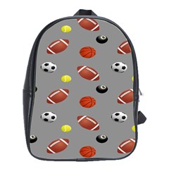 Balltiled Grey Ball Tennis Football Basketball Billiards School Bags(large)  by Mariart