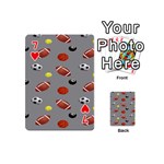 Balltiled Grey Ball Tennis Football Basketball Billiards Playing Cards 54 (Mini)  Front - Heart7