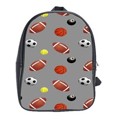 Balltiled Grey Ball Tennis Football Basketball Billiards School Bags (xl)  by Mariart