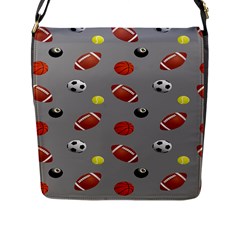 Balltiled Grey Ball Tennis Football Basketball Billiards Flap Messenger Bag (l)  by Mariart