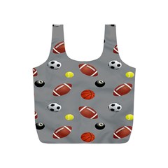 Balltiled Grey Ball Tennis Football Basketball Billiards Full Print Recycle Bags (s)  by Mariart