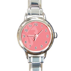 Hibiscus Sakura Strawberry Ice Pink Round Italian Charm Watch by Mariart