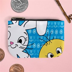 Easter Bunny And Chick  Mini Coin Purses by Valentinaart