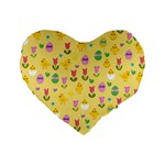 Easter - chick and tulips Standard 16  Premium Heart Shape Cushions Front