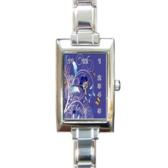 Flowers Butterflies Patterns Lines Purple Rectangle Italian Charm Watch by Mariart