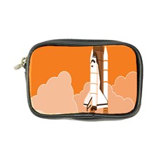 Rocket Space Ship Orange Coin Purse by Mariart