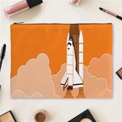 Rocket Space Ship Orange Cosmetic Bag (xl) by Mariart