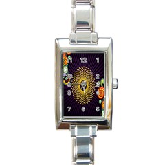 Polka Dot Circle Leaf Flower Floral Yellow Purple Red Star Rectangle Italian Charm Watch by Mariart