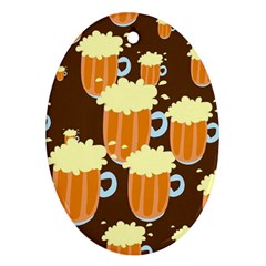 A Fun Cartoon Frothy Beer Tiling Pattern Ornament (oval) by Nexatart