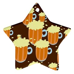 A Fun Cartoon Frothy Beer Tiling Pattern Star Ornament (two Sides) by Nexatart