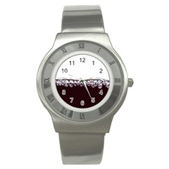 Bubbles In Red Wine Stainless Steel Watch by Nexatart