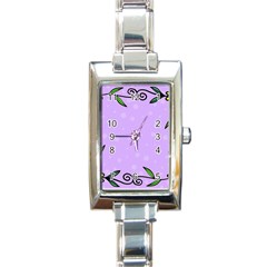 Hand Drawn Doodle Flower Border Rectangle Italian Charm Watch by Nexatart