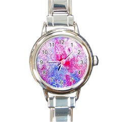 Glitter Pattern Background Round Italian Charm Watch by Nexatart