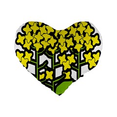 Flower Floral Sakura Yellow Green Leaf Standard 16  Premium Flano Heart Shape Cushions by Mariart