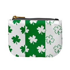 Flower Green Shamrock White Mini Coin Purses by Mariart