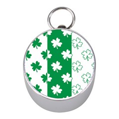 Flower Green Shamrock White Mini Silver Compasses by Mariart