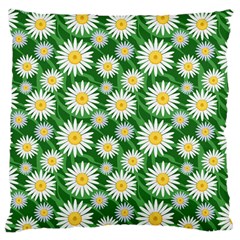 Flower Sunflower Yellow Green Leaf White Large Cushion Case (one Side) by Mariart