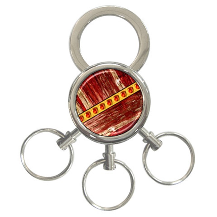 Wood and jewels 3-Ring Key Chains