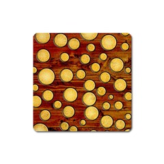 Wood And Gold Square Magnet by linceazul