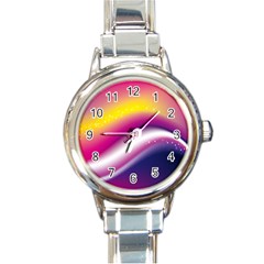 Rainbow Space Red Pink Purple Blue Yellow White Star Round Italian Charm Watch by Mariart