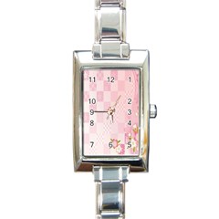 Sakura Flower Floral Pink Star Plaid Wave Chevron Rectangle Italian Charm Watch by Mariart