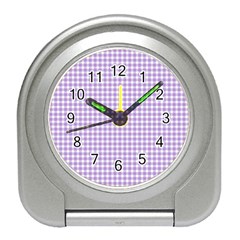 Plaid Purple White Line Travel Alarm Clocks by Mariart