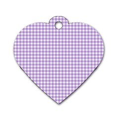 Plaid Purple White Line Dog Tag Heart (two Sides) by Mariart