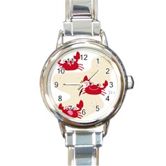 Sand Animals Red Crab Round Italian Charm Watch by Mariart