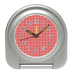 Plaid Red White Line Travel Alarm Clocks by Mariart