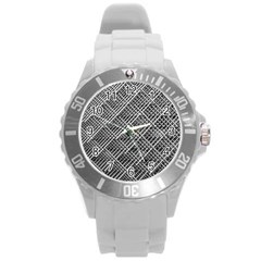 Pattern Metal Pipes Grid Round Plastic Sport Watch (l) by Nexatart