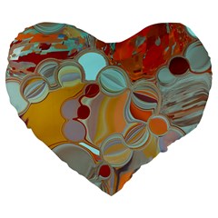 Liquid Bubbles Large 19  Premium Flano Heart Shape Cushions by digitaldivadesigns