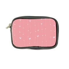 Pink Background With White Hearts On Lines Coin Purse by TastefulDesigns